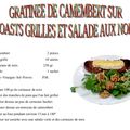 Recette : Gratinée Camembert sur toast grillé et salade de noix