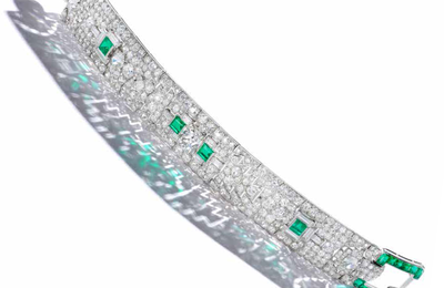 An Art Deco diamond and emerald bracelet, Cartier, circa 1925