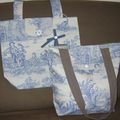 sacs en toile de jouy bleu