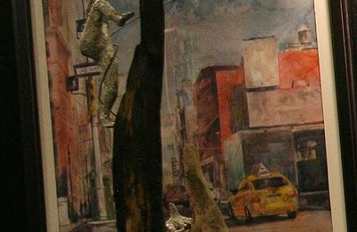 Immense Aquarelle de New York et petites grimpeuses