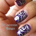 Nail art violet et argent ( stamping) 