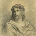 Gustave Doré, Jésus couronné d'épines, dessin original à la pierre noire
