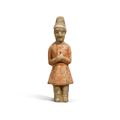A painted pottery figure of a groom, Tang dynasty (618-907)