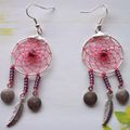 BOUCLES D'OREILLES ATTRAPES RÊVES ROSES