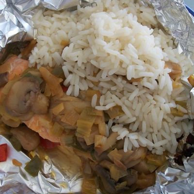 Truite en papillotte aux petits légumes