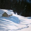 Une loge dans la neige | Peinture