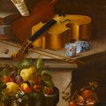 Follower of Cristoforo Munari (Reggio Emilia 1667-1720 Pisa). A basket of flowers on a stone ledge, with pomegranates, lemons,..