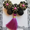 ♥ MATURINE ♥ Broche textile japonisante fleurs potirons - Les Yoyos de Calie