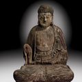 A large wood seated figure of Buddha, Yuan-Early Ming dynasty, 13th-16th century 