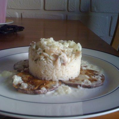 CABILLAUD SUR SA ROSACE D'AUBERGINE