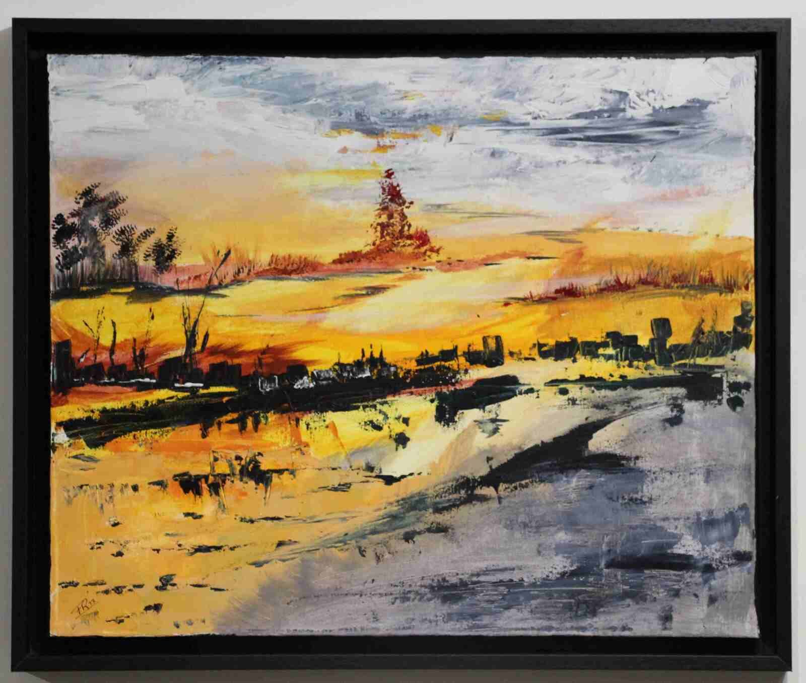 Fin d un jour-acryl2013- cadre noir-46X38cm-  (n°51)ND