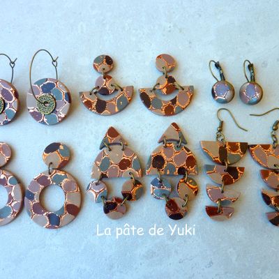 Boucles d'oreilles "Galets de cuivre"