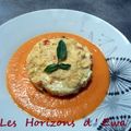 Timbale de riz aux poivrons, coulis de tomates au basilic