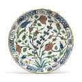 A large Iznik pottery dish, Ottoman Turkey, circa 1610