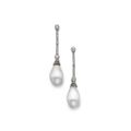 Pair of natural pearl and diamond earrings