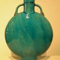 Chinese turquoise porcelain moon flask, China, 18th c.