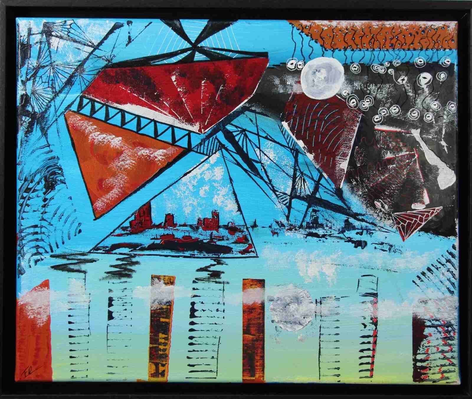 Les voiles du temps,acryl2021, cadre noir, (46 X38cm, n°195),