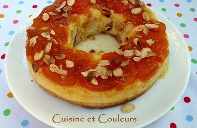 Flan de fromage blanc et confiture d'abricots 