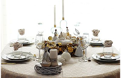 Ma nouvelle table pour Noël 2023: Magie or et blanc.... inspiration BECQUET