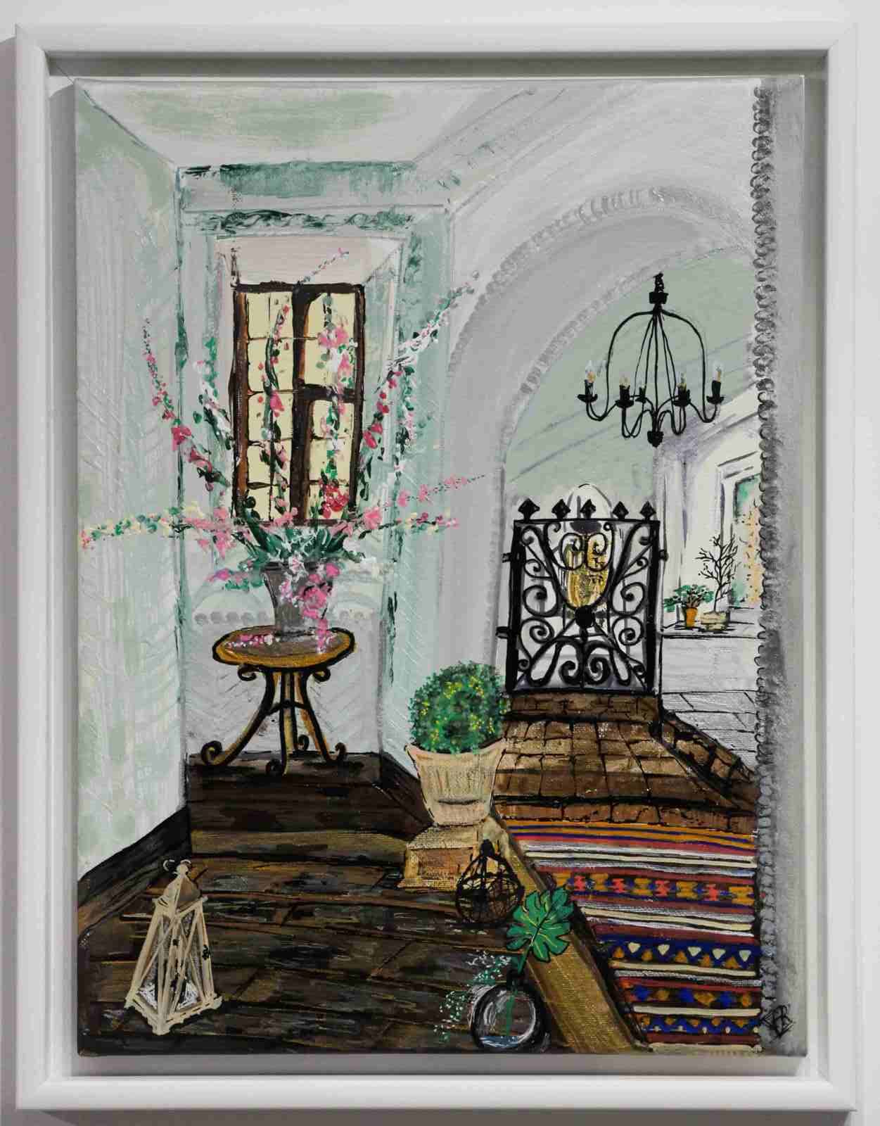 Le bouquet de digitales- acryl2020-cadre blanc - 40X30cm- (n°143),