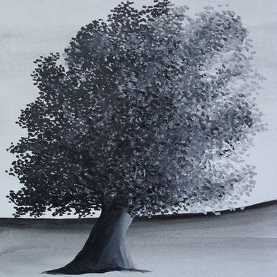 Arbre -1 Toile 40x50 Huile et encre de chine