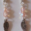 Boucle d'oreille Aile d’ange et perle rose light