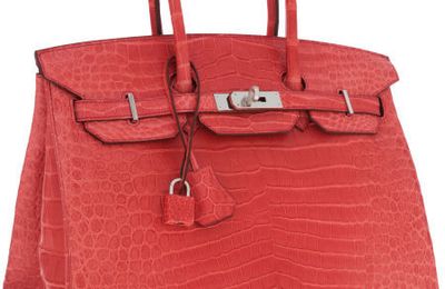 Hermes 35cm Matte Bougainvillea Porosus Crocodile Birkin Bag with Palladium Hardware