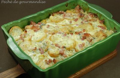 Gratin de pommes de terre, épinards et roquefort