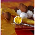 Truffes au chocolat blanc, safran et abricots secs 