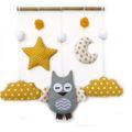 Mobile hibou jaune gris