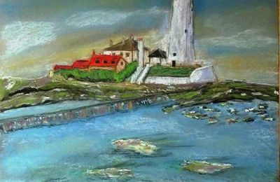 Phare breton, pastel Sennelier à l'écu