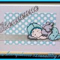 Carte naissance garçon "Bienvenue" (turquoise/gris)