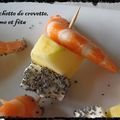 Mini-brochette de crevette, pomme et féta