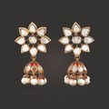 A pair of antique diamond, pearl and enamel karan-phul earrings, early to mid-19th century, 