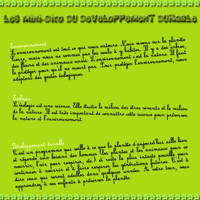 Eco-élève - Le mini-dico du développement durable