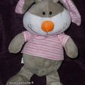 Doudou peluche lapin Fizzy, Lapin choco, gris rose, www.doudoupeluche.fr