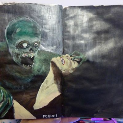 Une page de mon art journal... #4 - Zombie