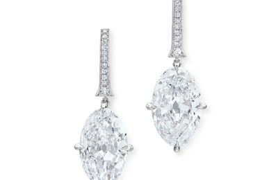 Pair of Diamond Pendent Earrings & Diamond Ring