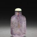 An amethyst 'landscape' snuff bottle, Rustic Crystal Master School, 1750-1860