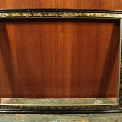 Ancien Cadre Bois et Stuc Noirci et Doré Décor Frises de Grecques 3P/ REF338