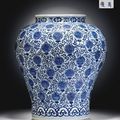 A rare large blue and white 'shou'-character jar. Wanli six-character mark in underglaze blue within a double circle 