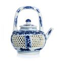 A collection of blue and white Kangxi period's tea pots at Marques Dos Santos , Porto