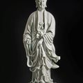 A magnificent and exceptionally large 'Dehua' figure of standing Guanyin, By He Chaozong, 17th century