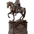 Louis XIV équestre, statue en bronze ciselé et patiné, le roi figuré d’après le modèle de Girardon, XIXe siècle