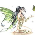 Une fée papillon vert
