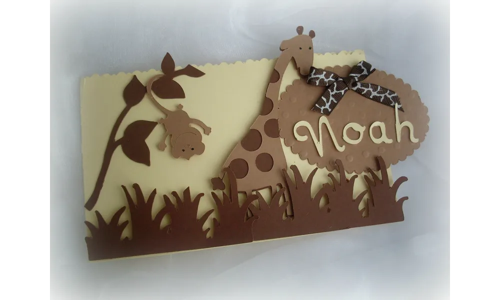 Un joli faire part de naissance #jungle #safary #beige marron chocolat