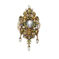 Gold, enamel and natural pearl pendant, 1880s