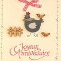Réf : CBPJA - Carte "Joyeux anniversaire" Poules et poussins