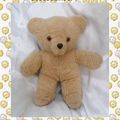 Doudou Peluche Ours Beige Vintage Ajena