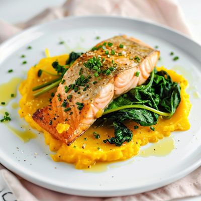 Truite Ciboulette Purée Courge, L'Assiette Automnale et Délicate